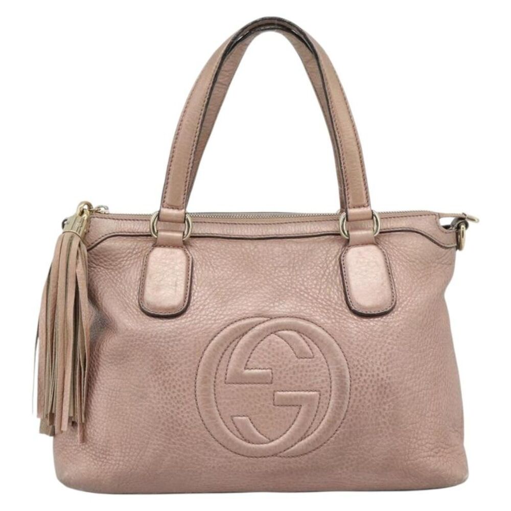 Gucci Soho Convertible Top Handle Leather Pink Leather Handbag
